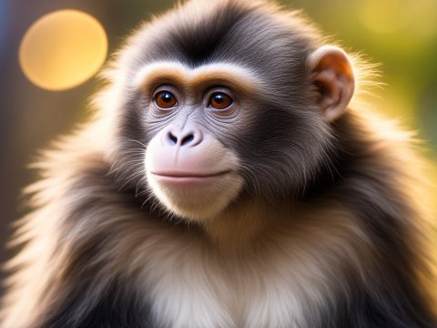 Close-up Portrait of a Cute Monkey with Soft Lighting