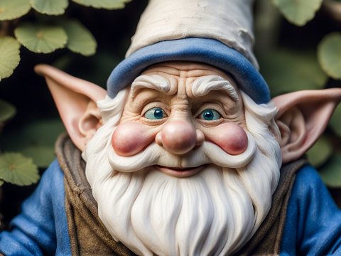 Close-up Portrait of a Friendly Garden Gnome