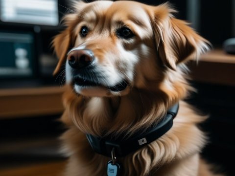 Close-up Portrait of a Golden Retriever Dog Indoors