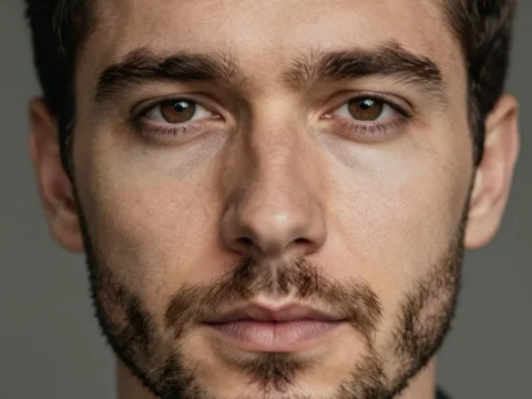 Close-up Portrait of a Man with Brown Eyes and Beard