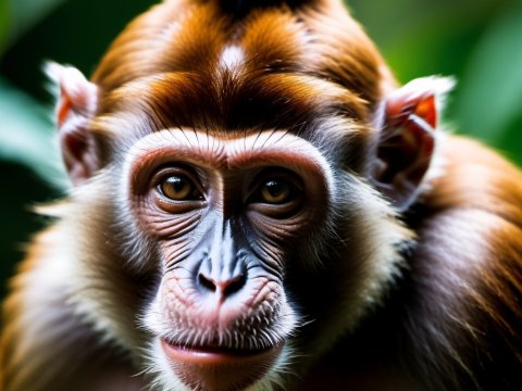 Close-up Portrait of a Monkey with Expressive Eyes