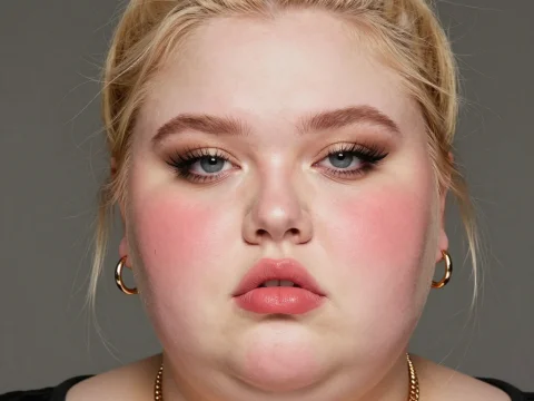 Close-up Portrait of a Woman with Blonde Hair and Gold Jewelry