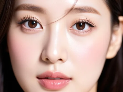 Close-up Portrait of a Young Woman with Flawless Skin