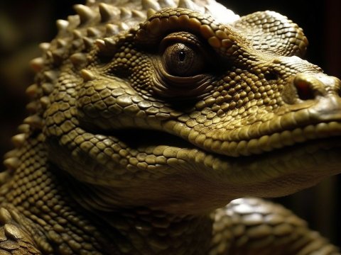Close-up Realistic Portrait of a Reptilian Creature