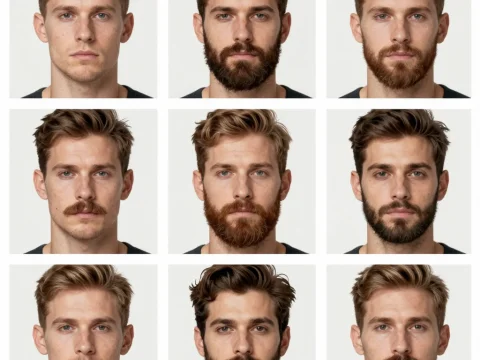 Collage of Various Beard Styles on Male Models
