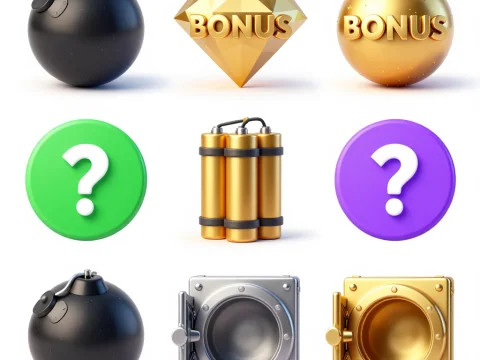 Collection of Glimmering Bomb and Bonus Symbols