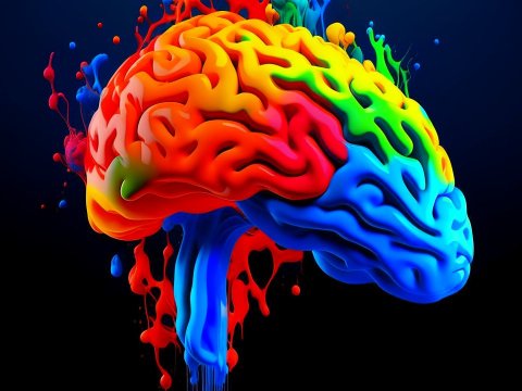 Colorful 3D Brain with Paint Splash Effect