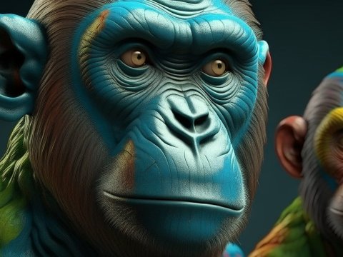 Colorful 3D Rendered Monkeys with Detailed Textures