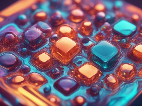 Colorful Abstract 3D Cubes and Spheres Composition