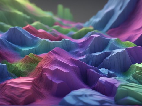 Colorful Abstract 3D Terrain Landscape