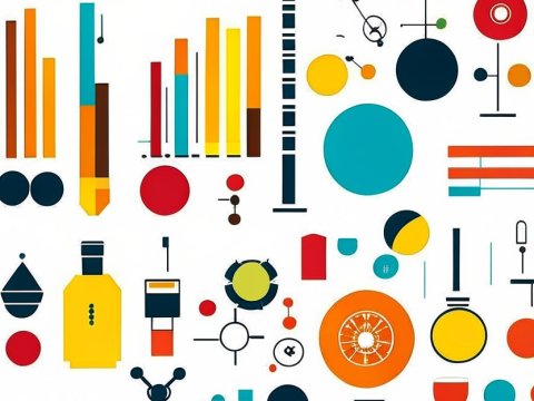 Colorful Abstract Geometric Pictogram of Statistics