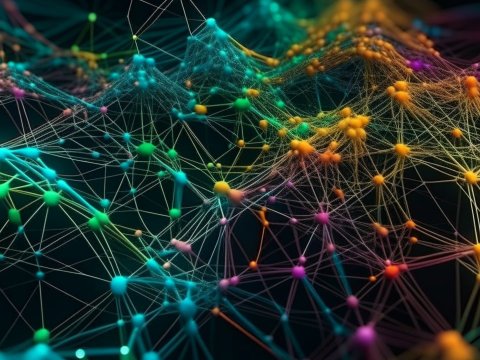 Colorful Abstract Network of Connected Nodes