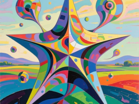 Colorful Abstract Star with Geometric Patterns