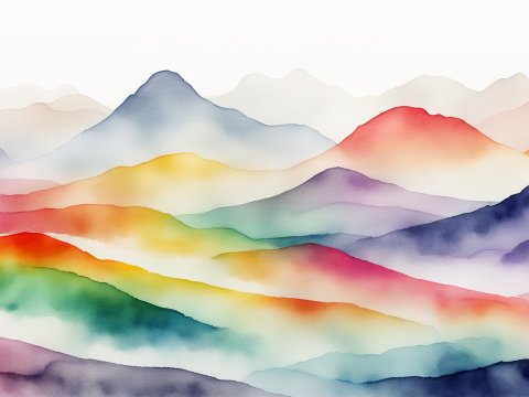 Colorful Abstract Watercolor Mountains