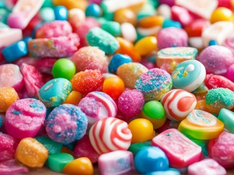 Colorful Assortment of Sugary Candies Close-Up