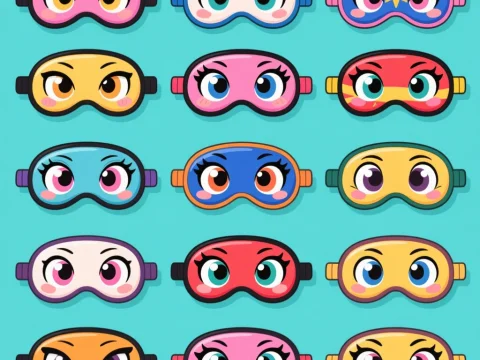 Colorful Cartoon Eye Masks with Expressive Eyes