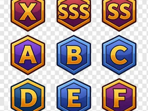 Colorful Discord Rank Icons with Letters and Grades