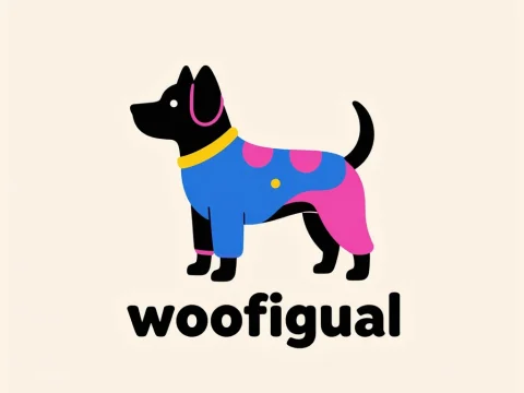 Colorful Dog Logo Illustration for Woofigual