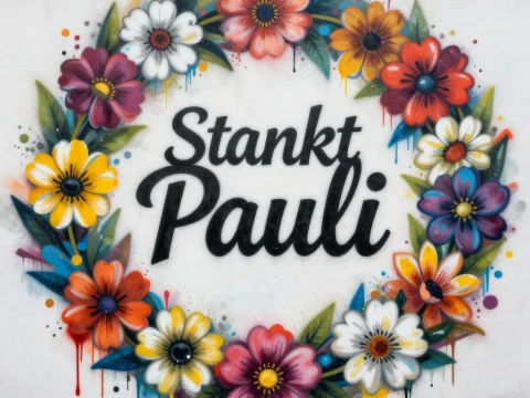 Colorful Flower Wreath Graffiti with Stankt Pauli Text