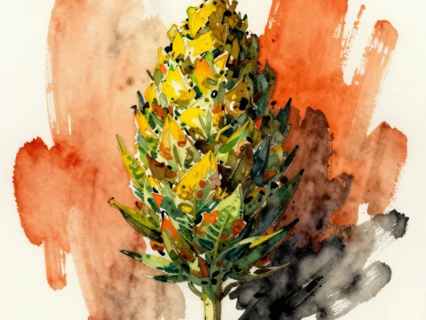 Colorful Ganja Bud Watercolor Painting