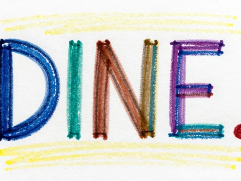 Colorful Hand-Drawn Word DINE