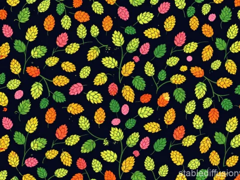 Colorful Hop Pattern on Dark Background