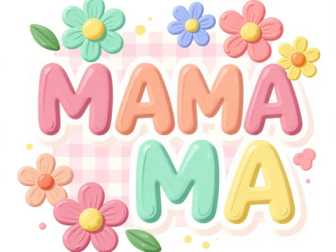 Colorful Mama Typography with Floral Decorations