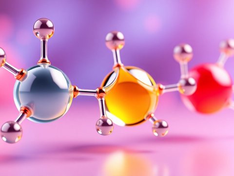Colorful Molecular Structure Model on Soft Gradient Background