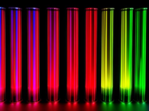 Colorful Neon Test Tubes in a Row
