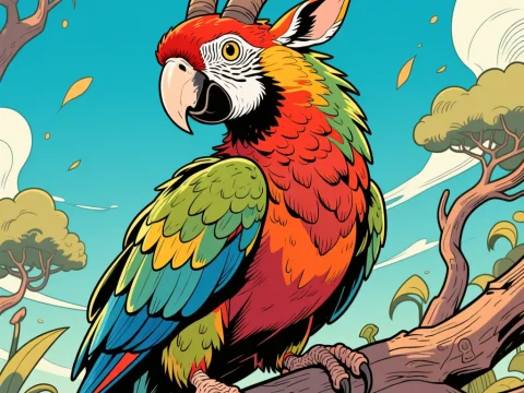 Colorful Parrot-Gazelle Hybrid in Vibrant Nature Scene