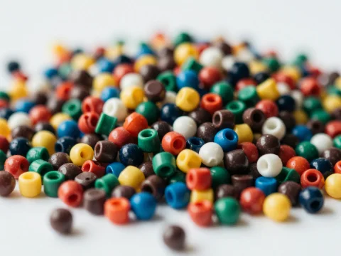 Colorful Plastic Granules Close-Up
