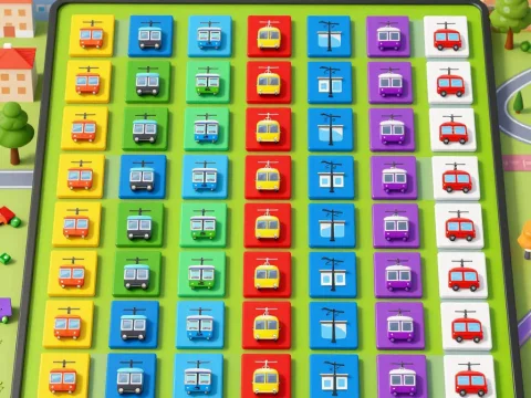 Colorful Teleferic Game Board with Miniature Cable Cars