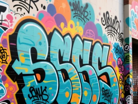 Colorful Urban Graffiti on Wall