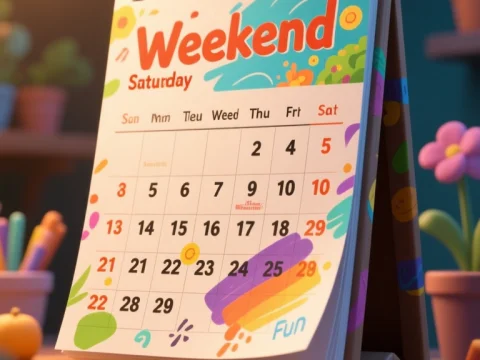 Colorful Weekend Fun Desk Calendar