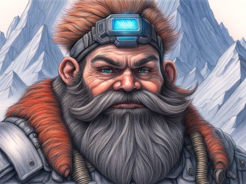 Coloured Pencil Sketch of a Bearded Mountain Explorer