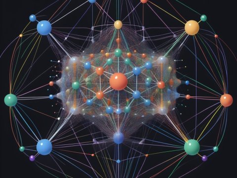 Complex Network of Multicolored Connected Spheres