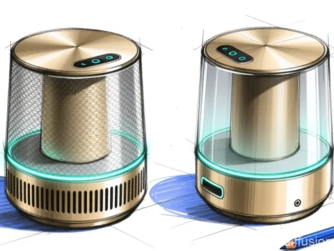 Concept Sketch of Modern Smart Speaker Design