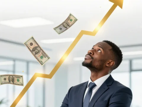 Confident African CEO with Rising Financial Growth