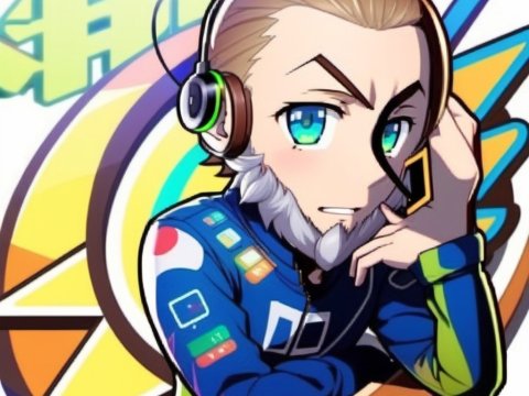 Confident Anime Character with Headset and Futuristic Jacket