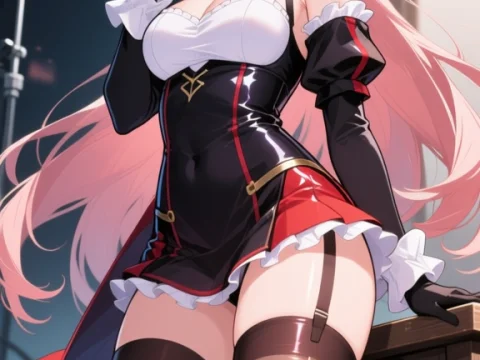 Confident Anime Girl with Pink Hair in Stylish Outfit