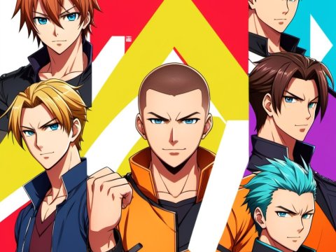Confident Anime Male Characters Group Portrait