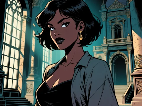 Confident Black Woman in Elegant Historic Interior