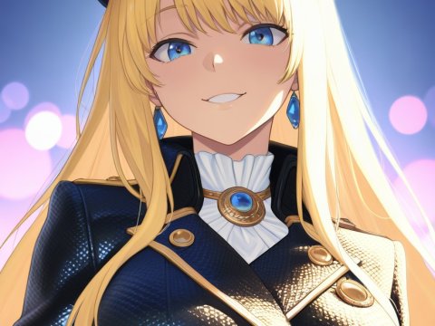 Confident Blonde Woman in Elegant Military Uniform