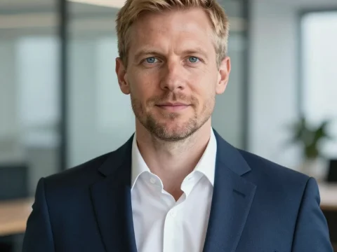 Confident Businessman in Modern Office Setting