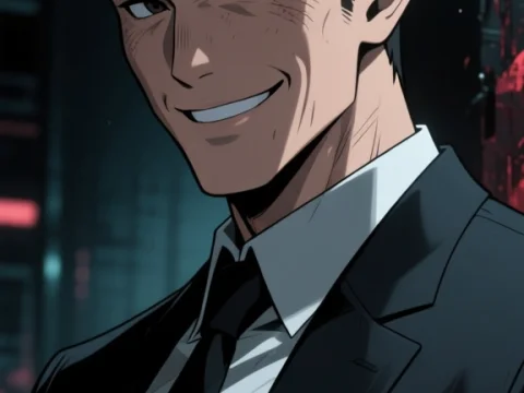 Confident Businessman in Suit with Smirk