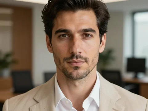 Confident Italian Man in Milan Office Setting