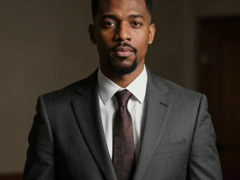 Confident Man in Stylish Suit and Tie