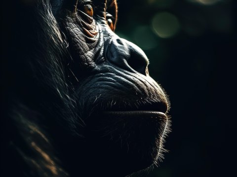 Contemplative Gorilla Portrait in Dramatic Light