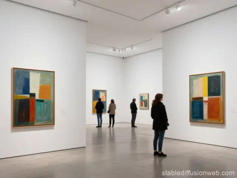 Contemporary Abstract Art Exhibition in Modern Gallery