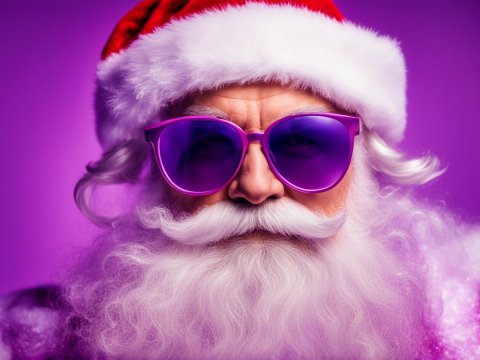 Cool Santa Claus Wearing Purple Sunglasses
